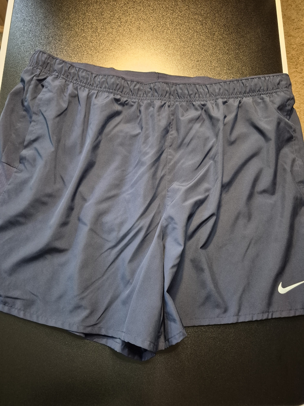 Nike Men's Navy Athletic Shorts with White Swoosh